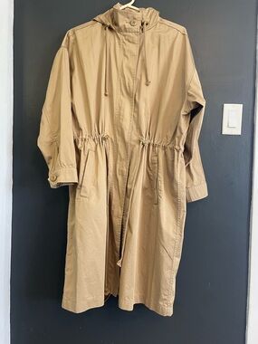 Levi’s Light Khaki Hooded Drawstring Trench Coat